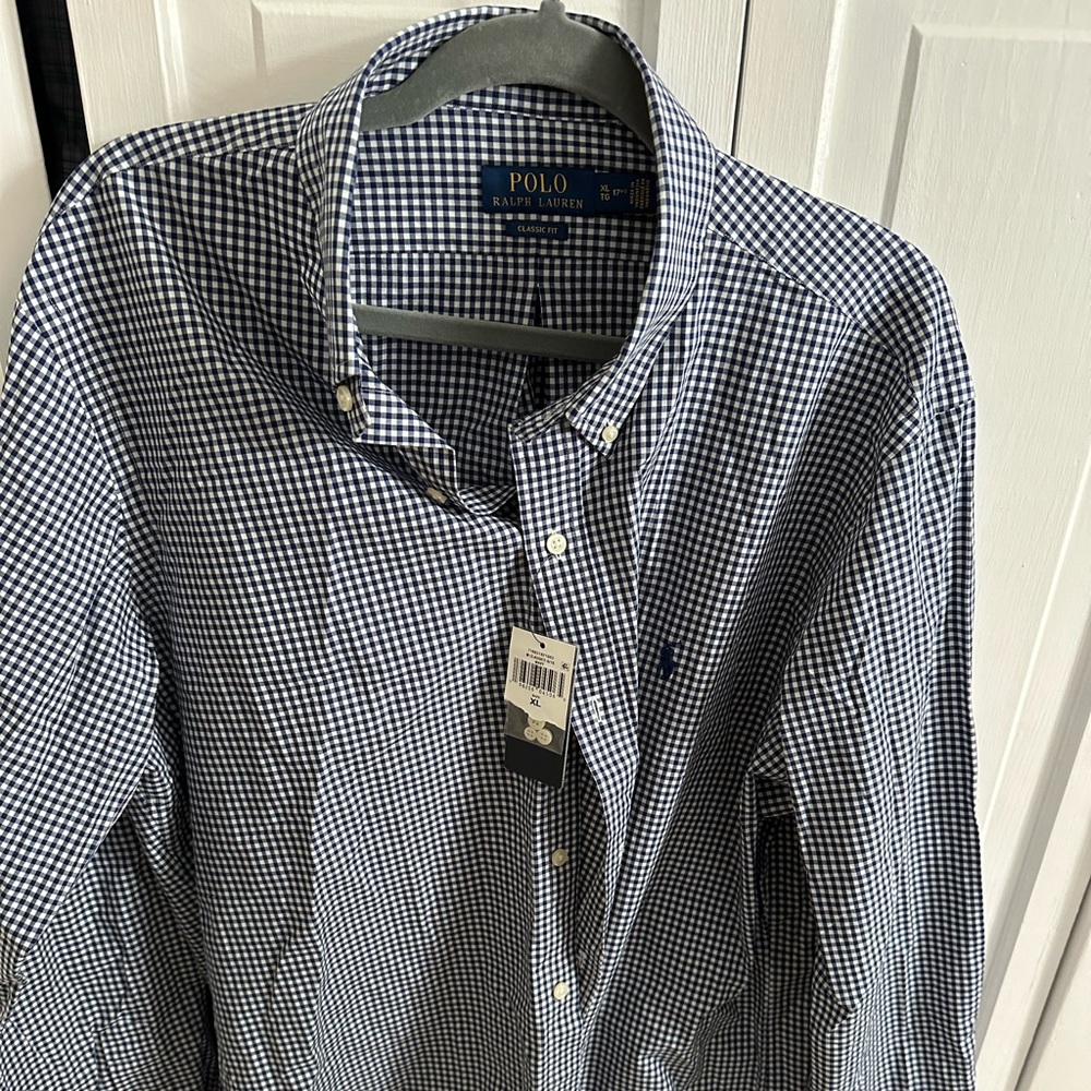 NWT Polo Ralph Lauren navy checkered button down